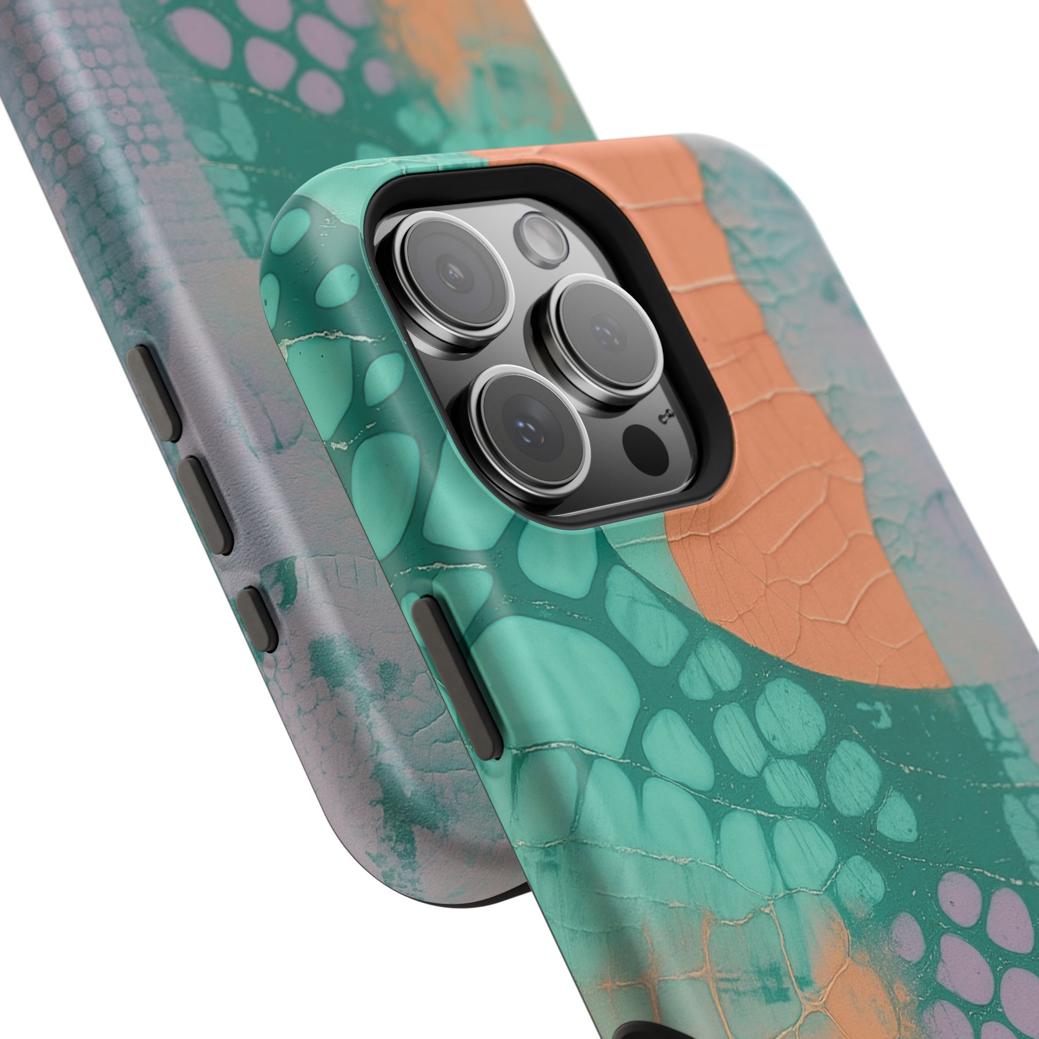 Serpentina Chic – Teal Coral Snake Skin iPhone Case - Image 128