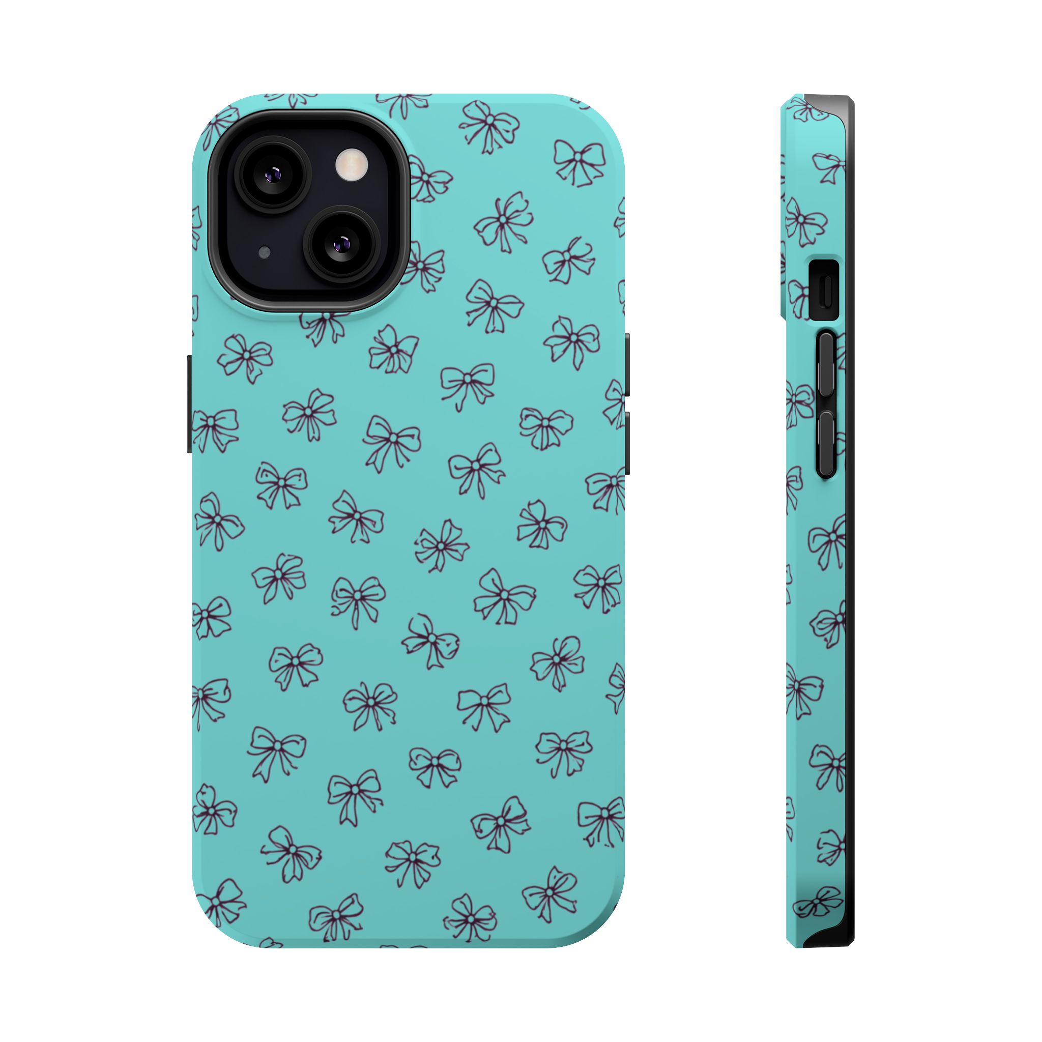 Mint Bows – Minimal Ribbon Pattern Mint iPhone Case - Image 11