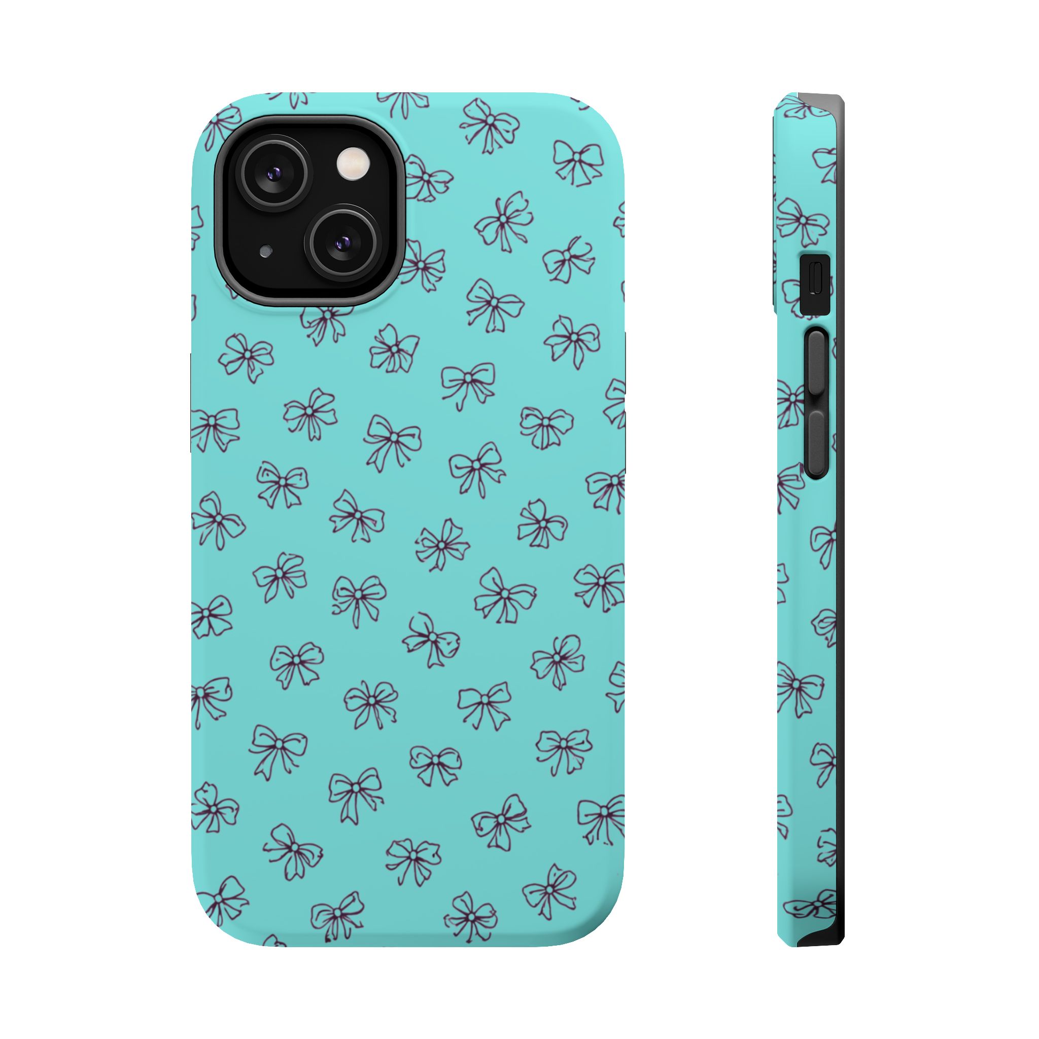 Mint Bows – Minimal Ribbon Pattern Mint iPhone Case - Image 3