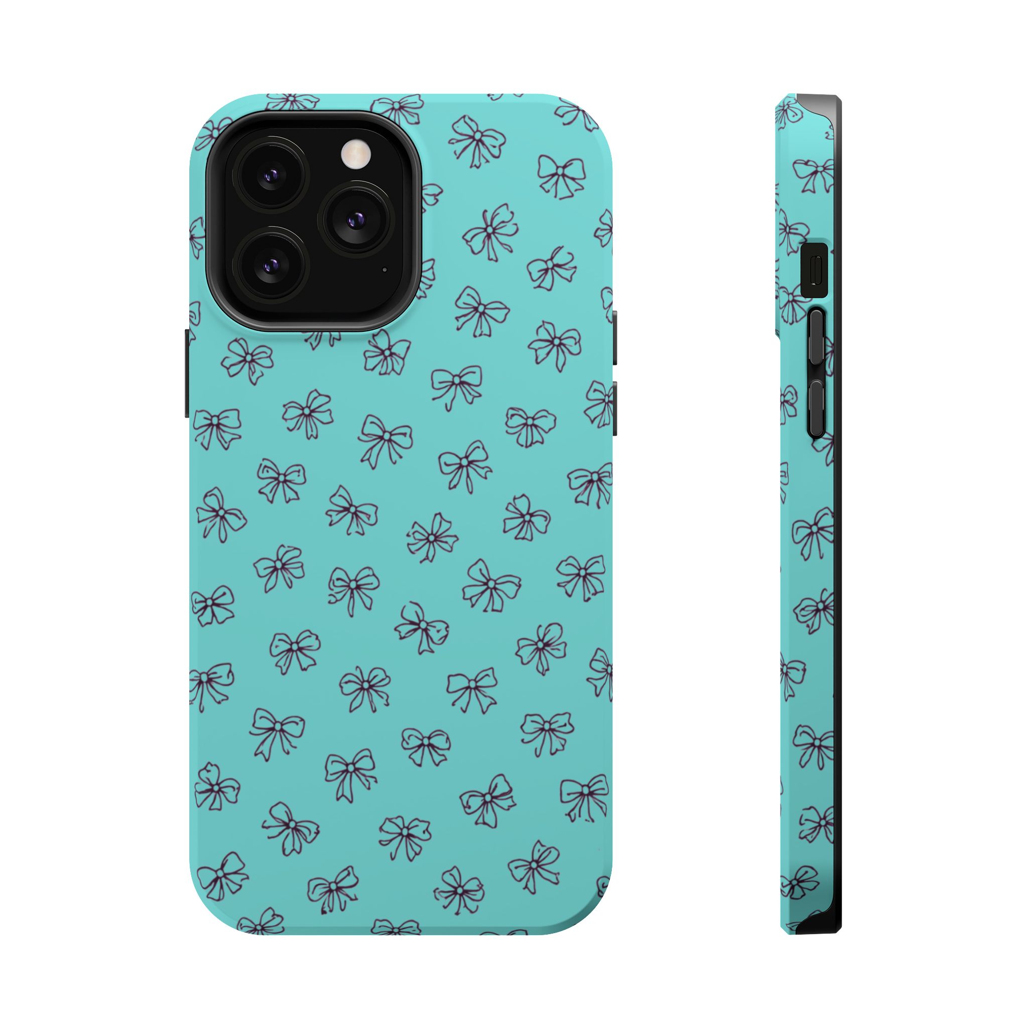 Mint Bows – Minimal Ribbon Pattern Mint iPhone Case - Image 17