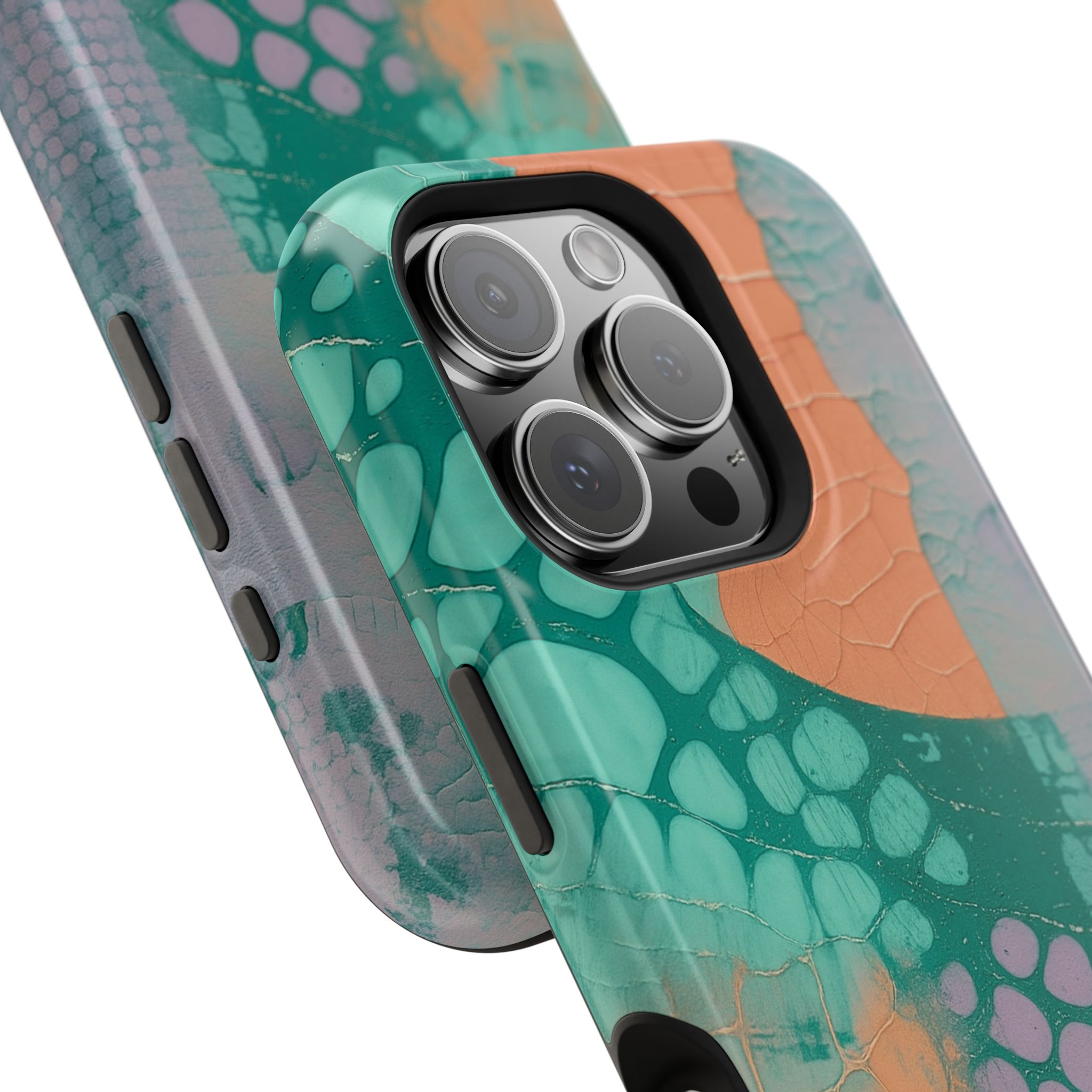 Serpentina Chic – Teal Coral Snake Skin iPhone Case - Image 116