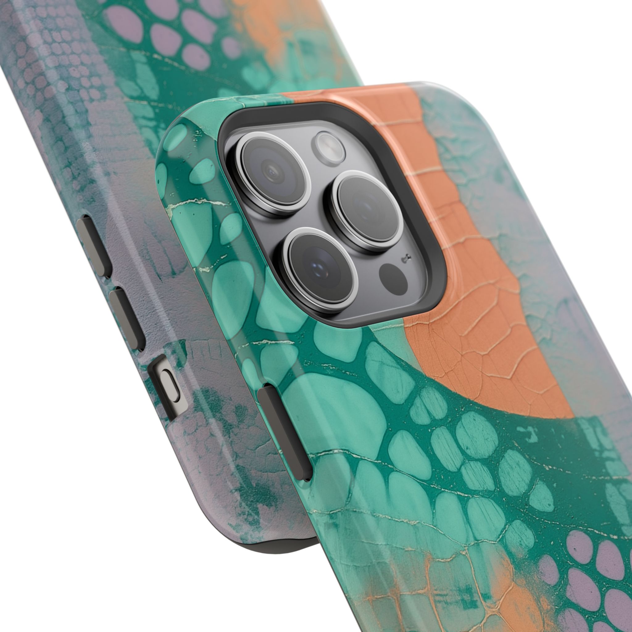 Serpentina Chic – Teal Coral Snake Skin iPhone Case - Image 91
