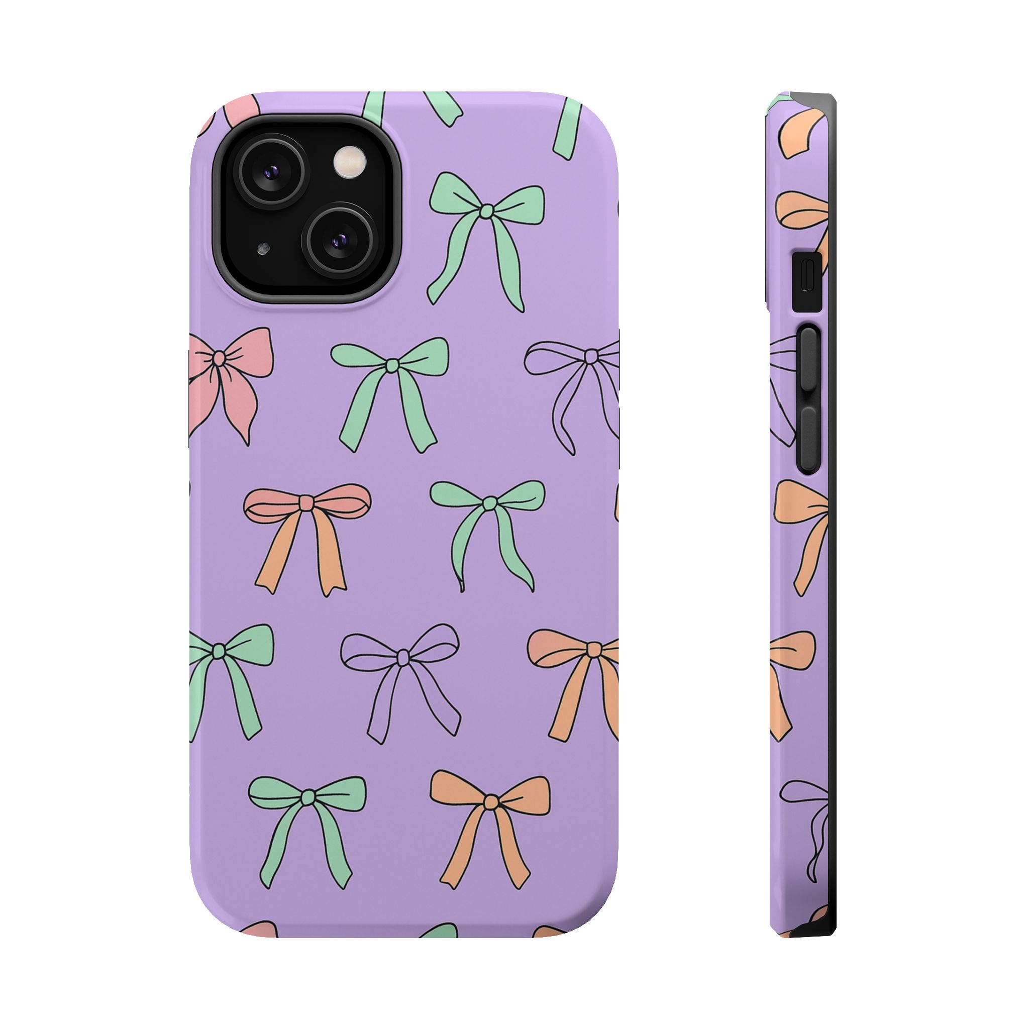 Pastel Bows – Soft Lavender Cute Ribbon Pattern iPhone Case - Image 3