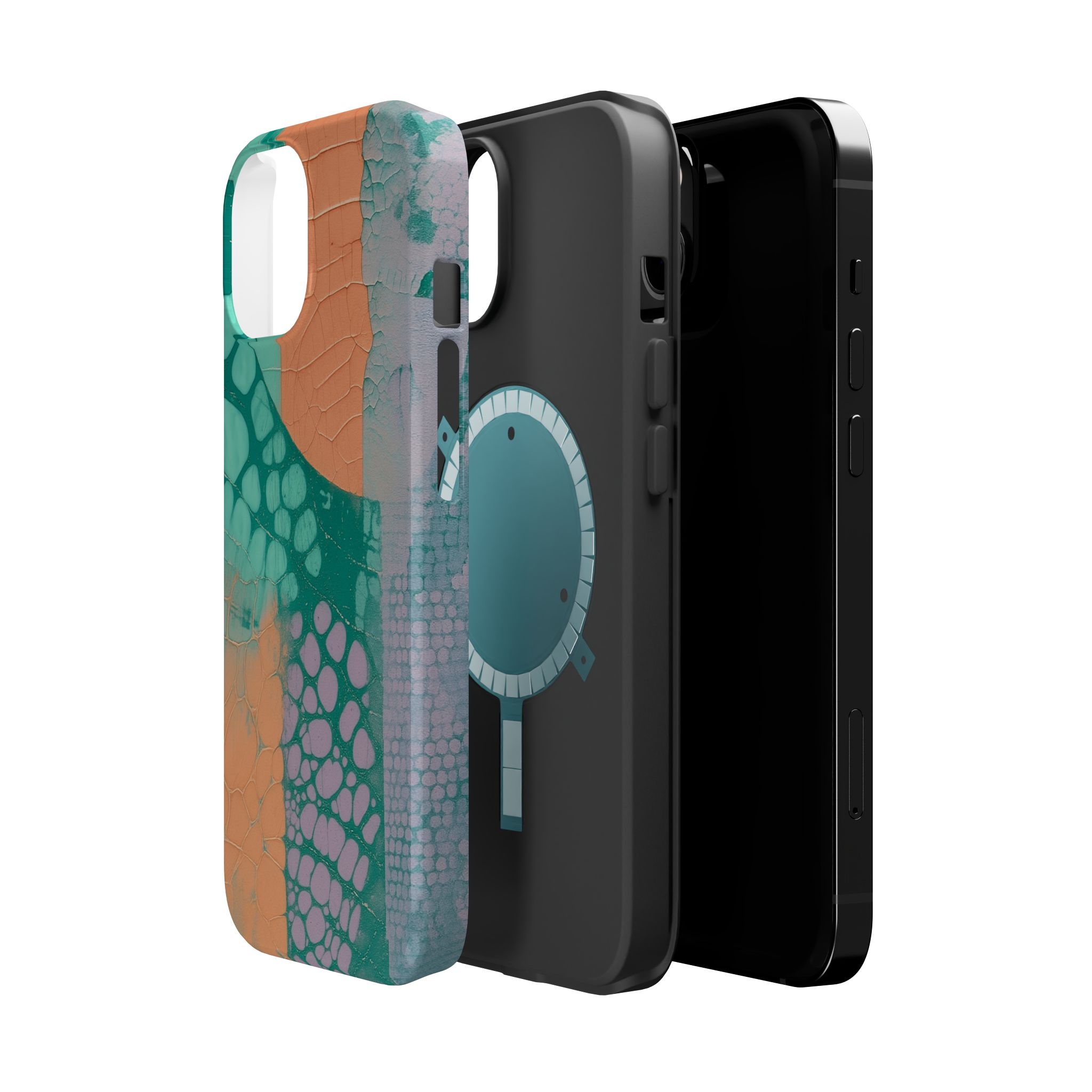 Serpentina Chic – Teal Coral Snake Skin iPhone Case - Image 3