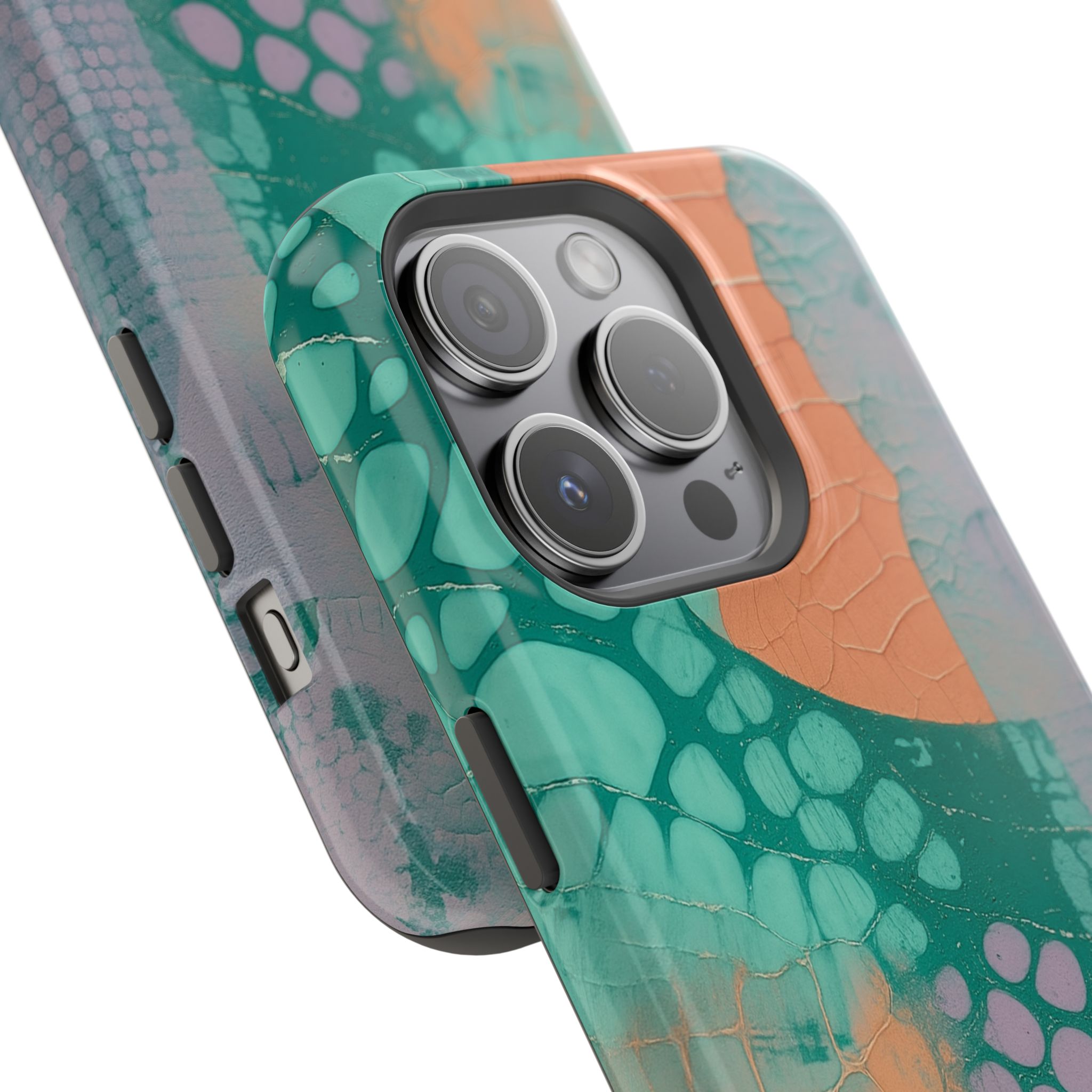 Serpentina Chic – Teal Coral Snake Skin iPhone Case - Image 75