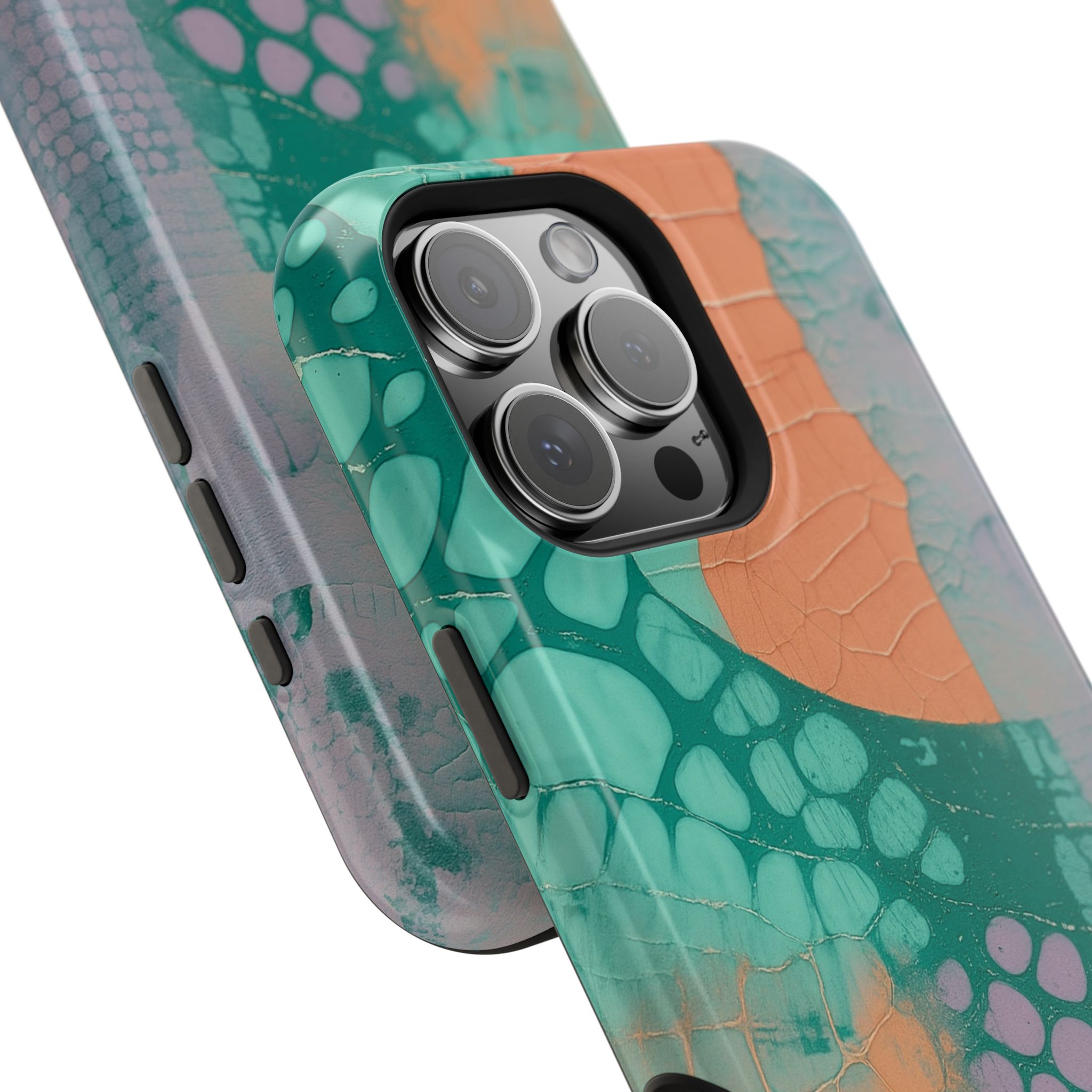 Serpentina Chic – Teal Coral Snake Skin iPhone Case - Image 124