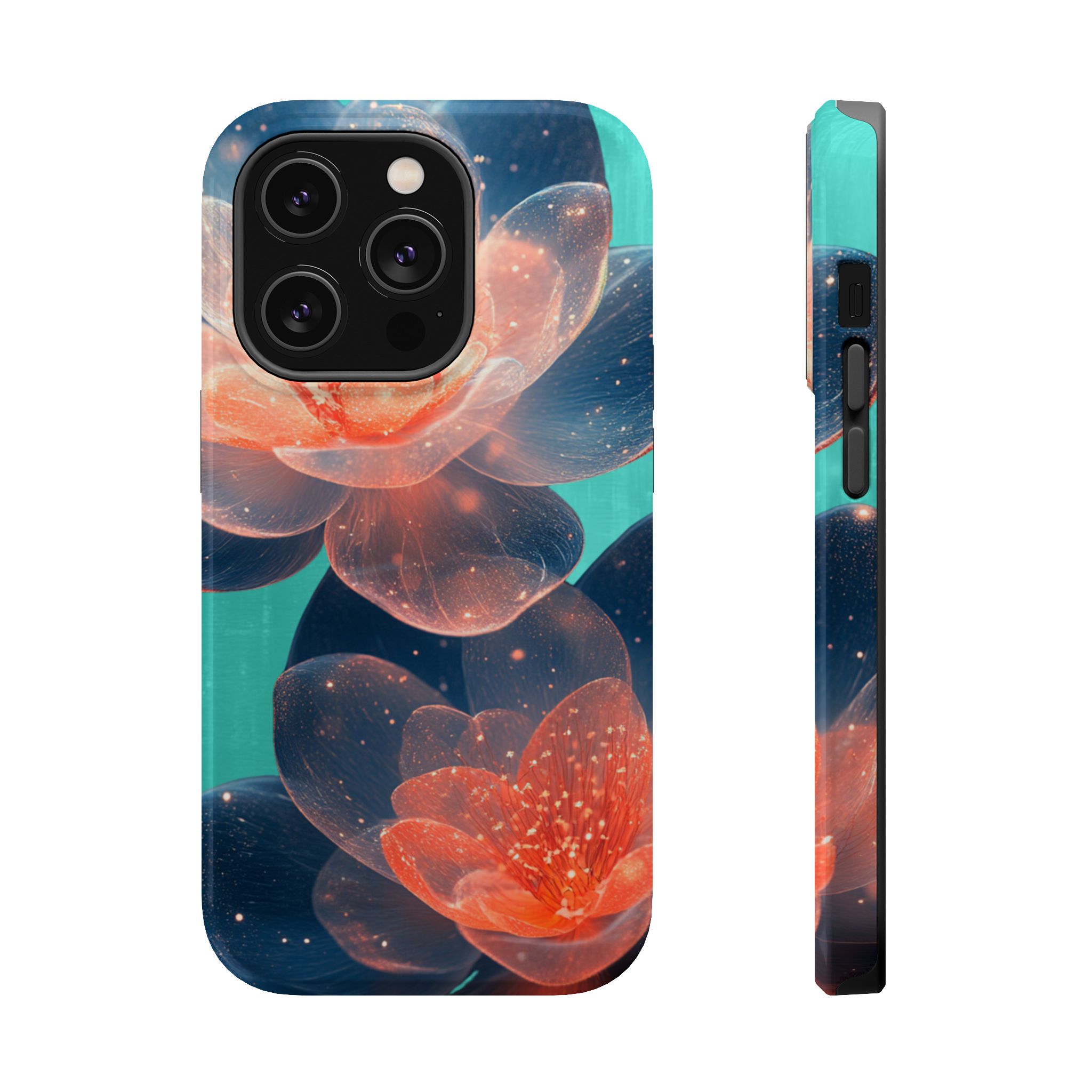 Velouris – Turquoise Glow Lotus Floral iPhone Case - Image 4