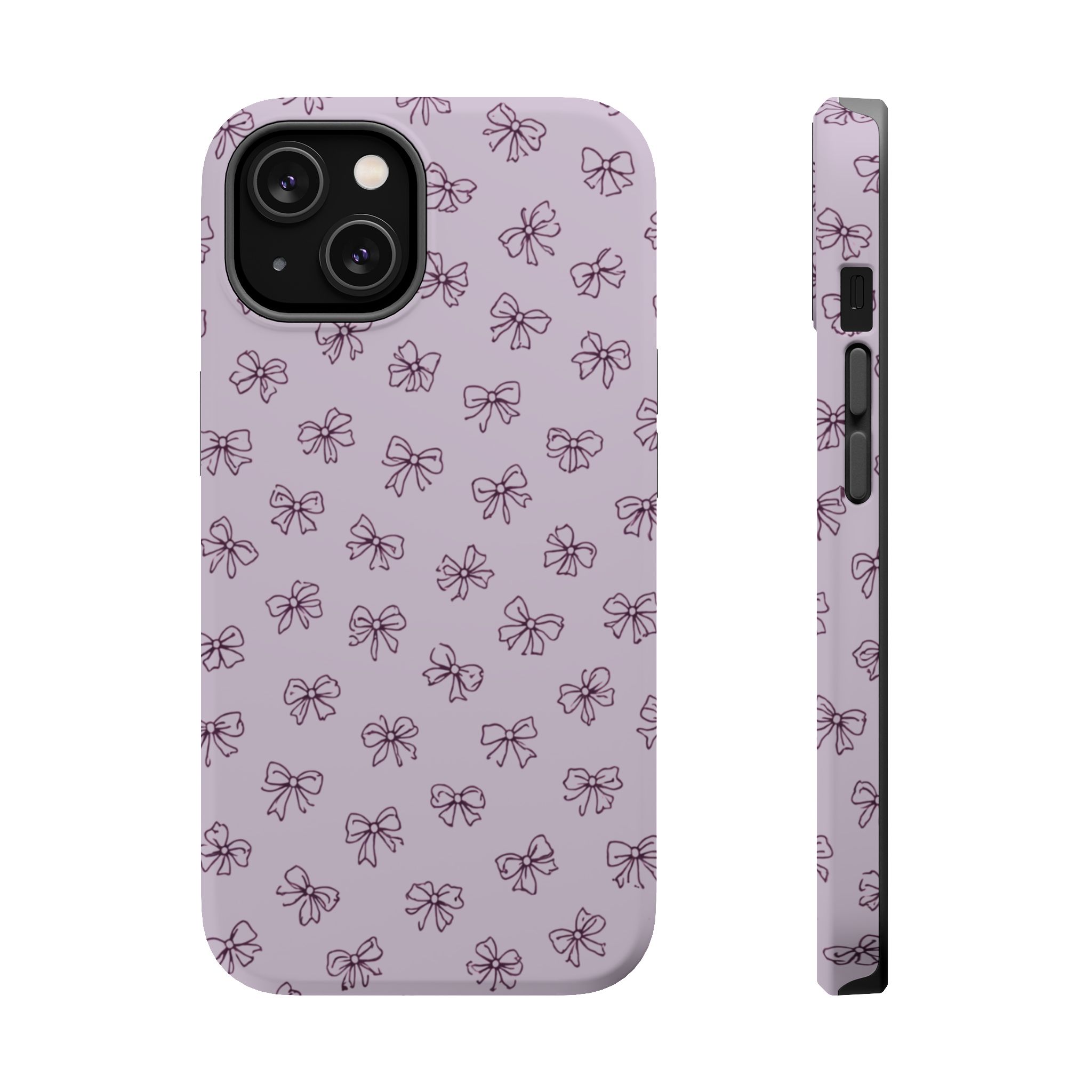 Lilac Bows – Soft Purple Ribbon Pattern iPhone Case - Image 3