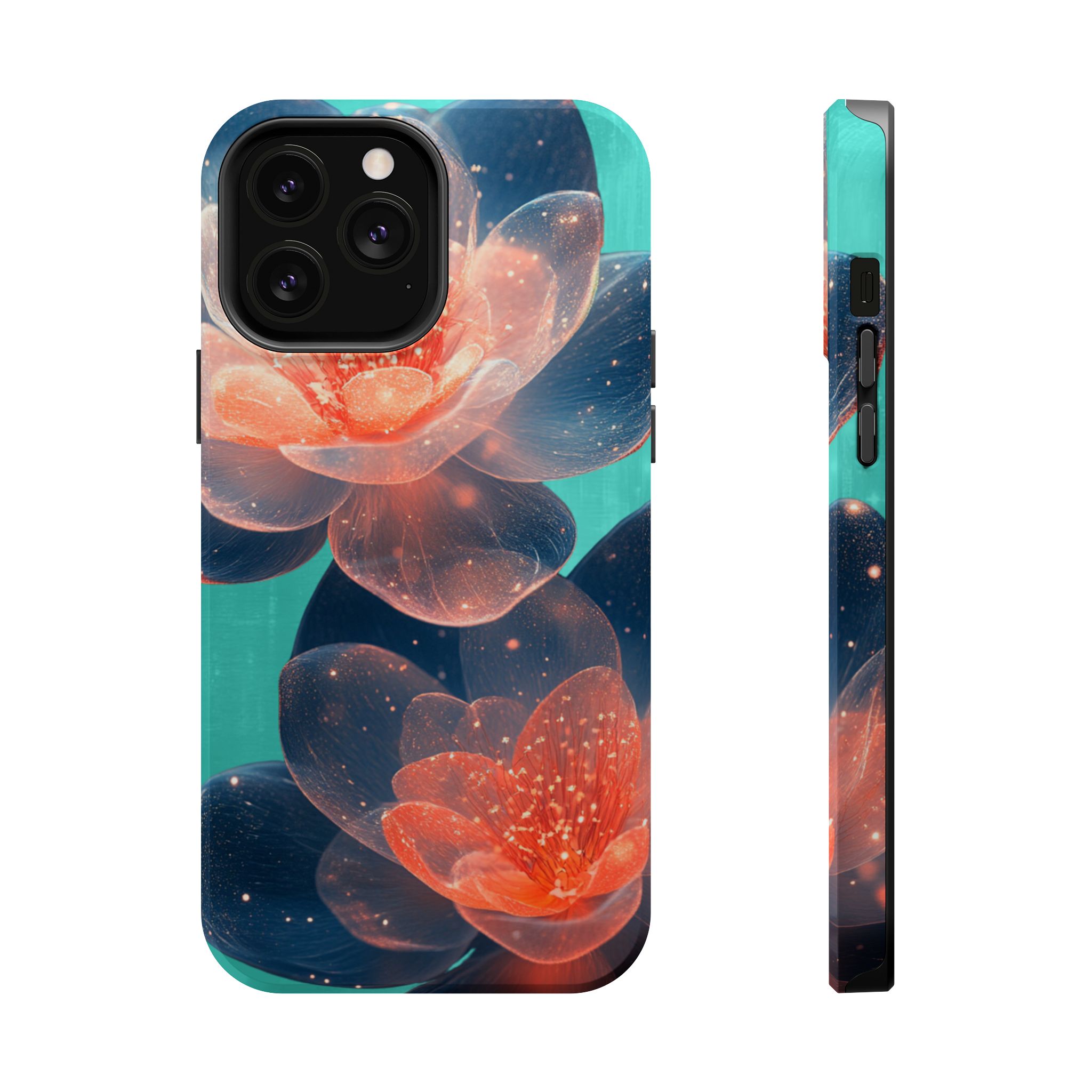 Velouris – Turquoise Glow Lotus Floral iPhone Case - Image 16