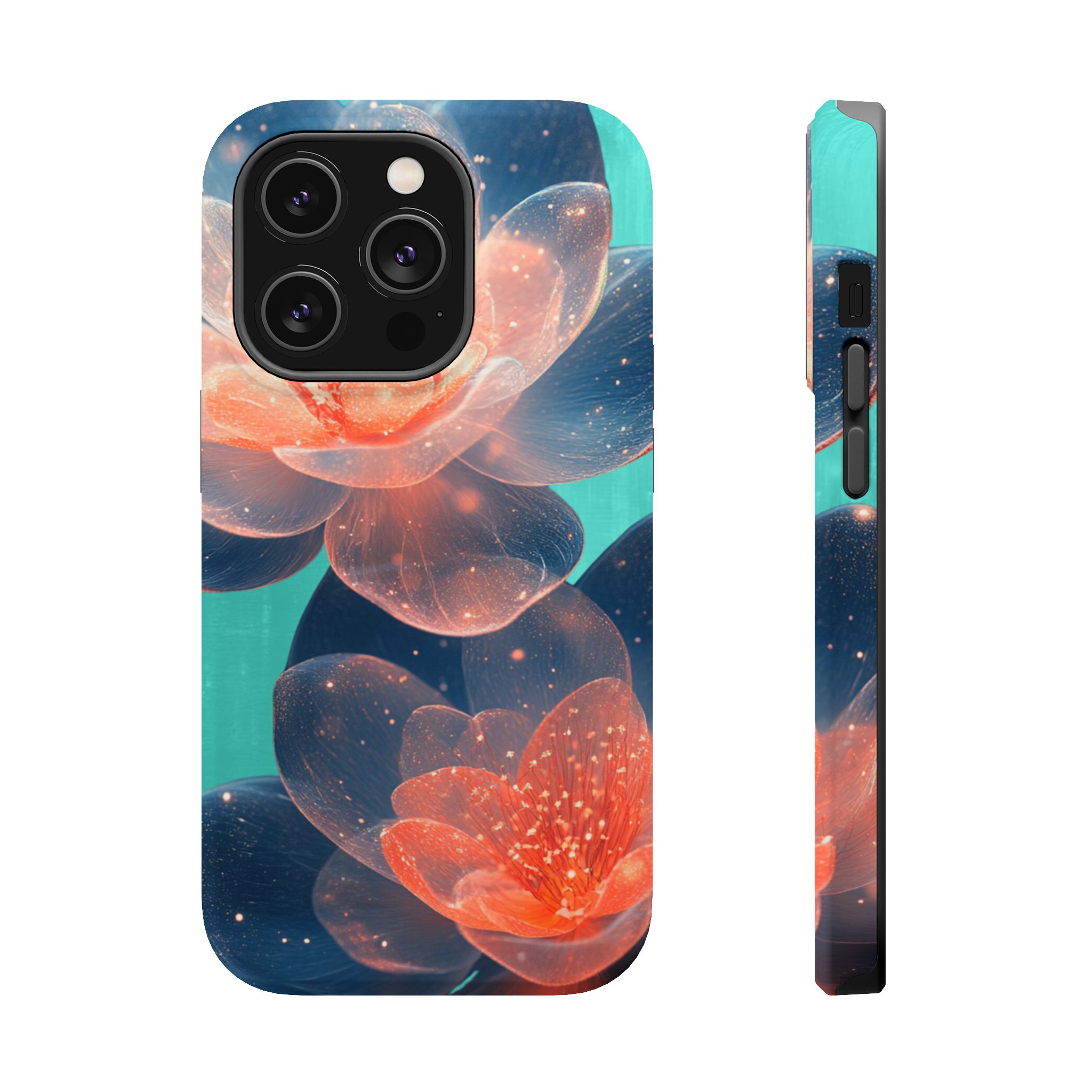 Velouris – Turquoise Glow Lotus Floral iPhone Case - Image 5