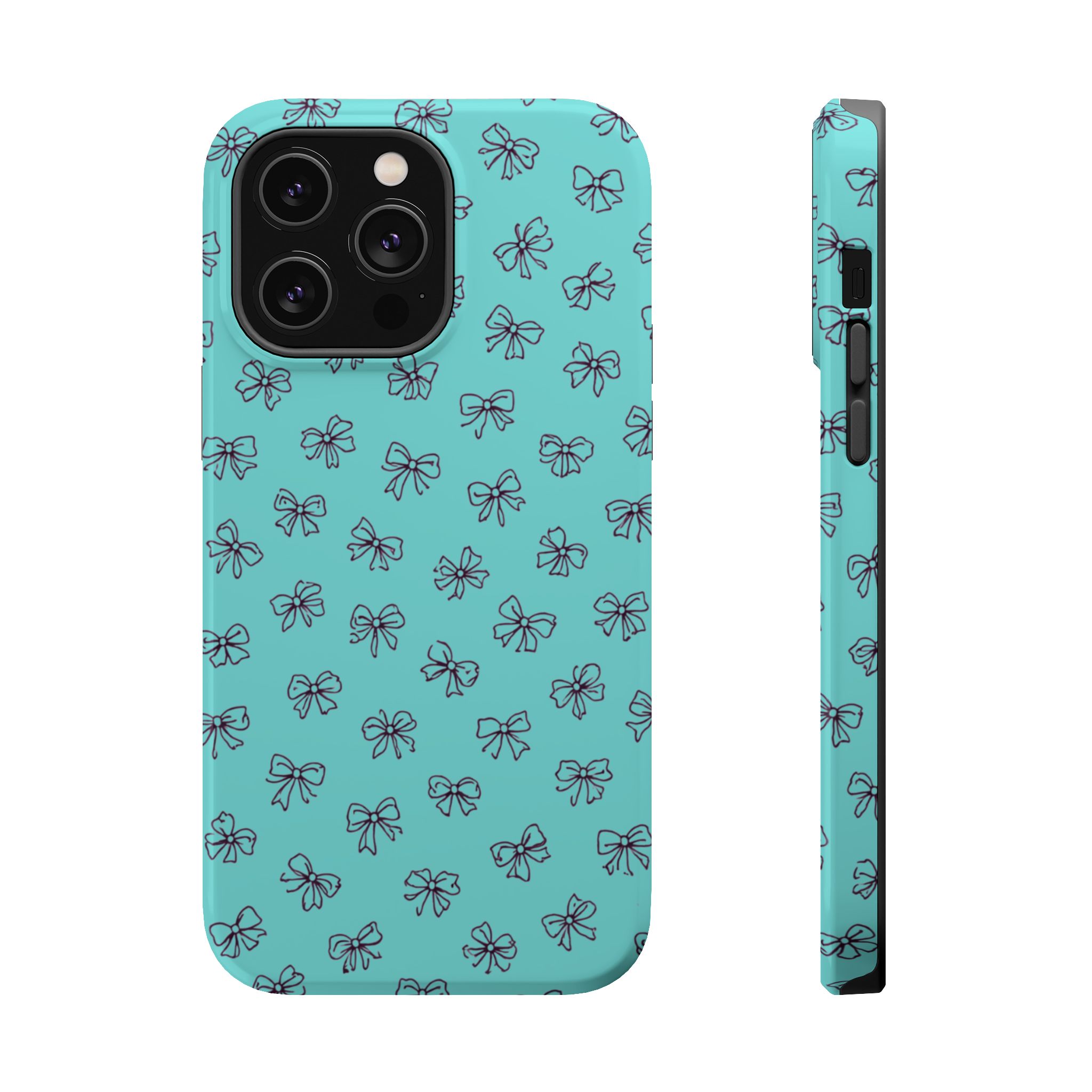 Mint Bows – Minimal Ribbon Pattern Mint iPhone Case - Image 8
