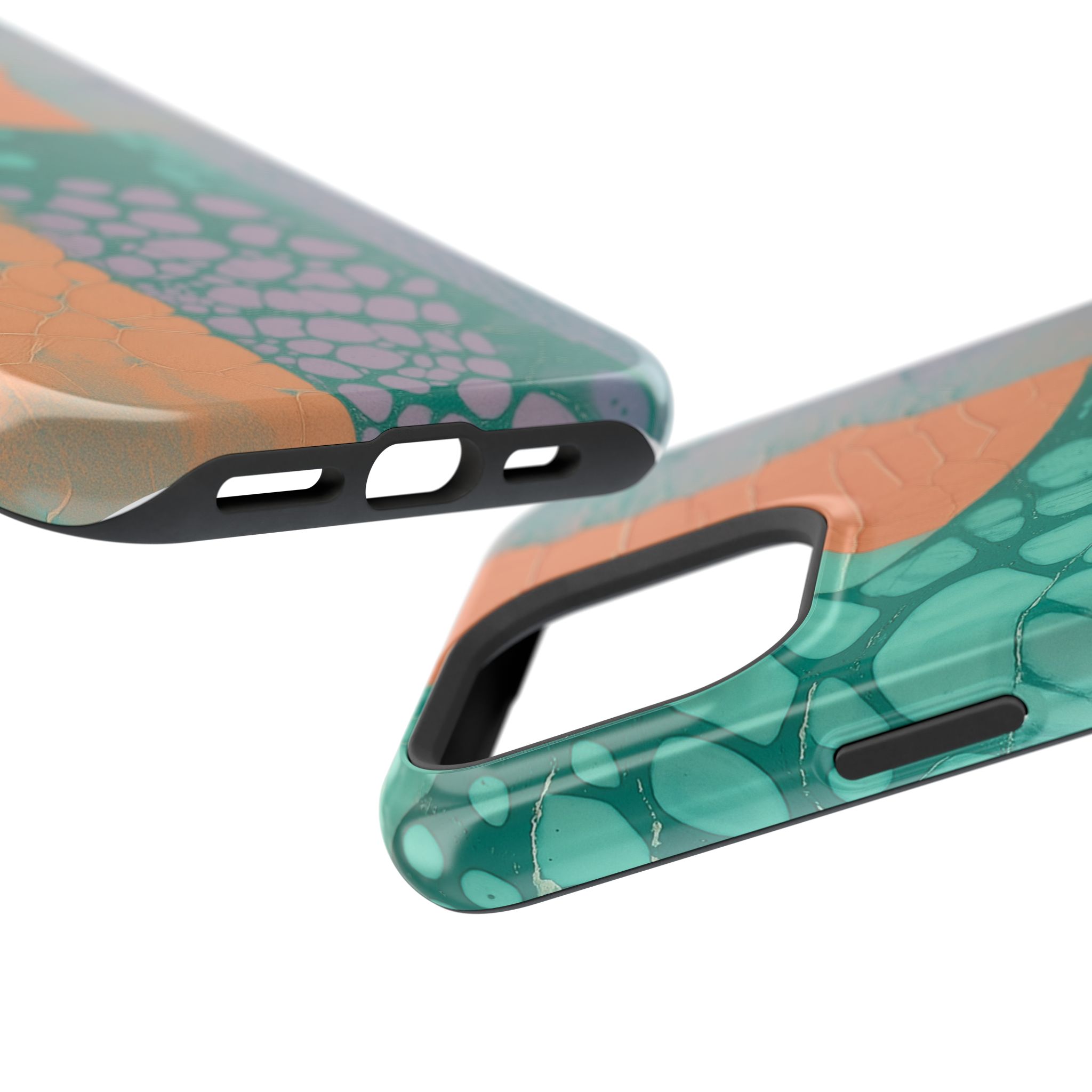 Serpentina Chic – Teal Coral Snake Skin iPhone Case - Image 125