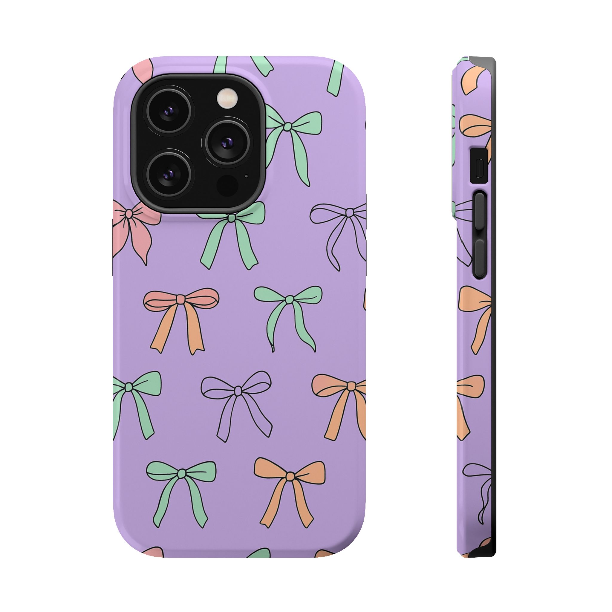 Pastel Bows – Soft Lavender Cute Ribbon Pattern iPhone Case - Image 5