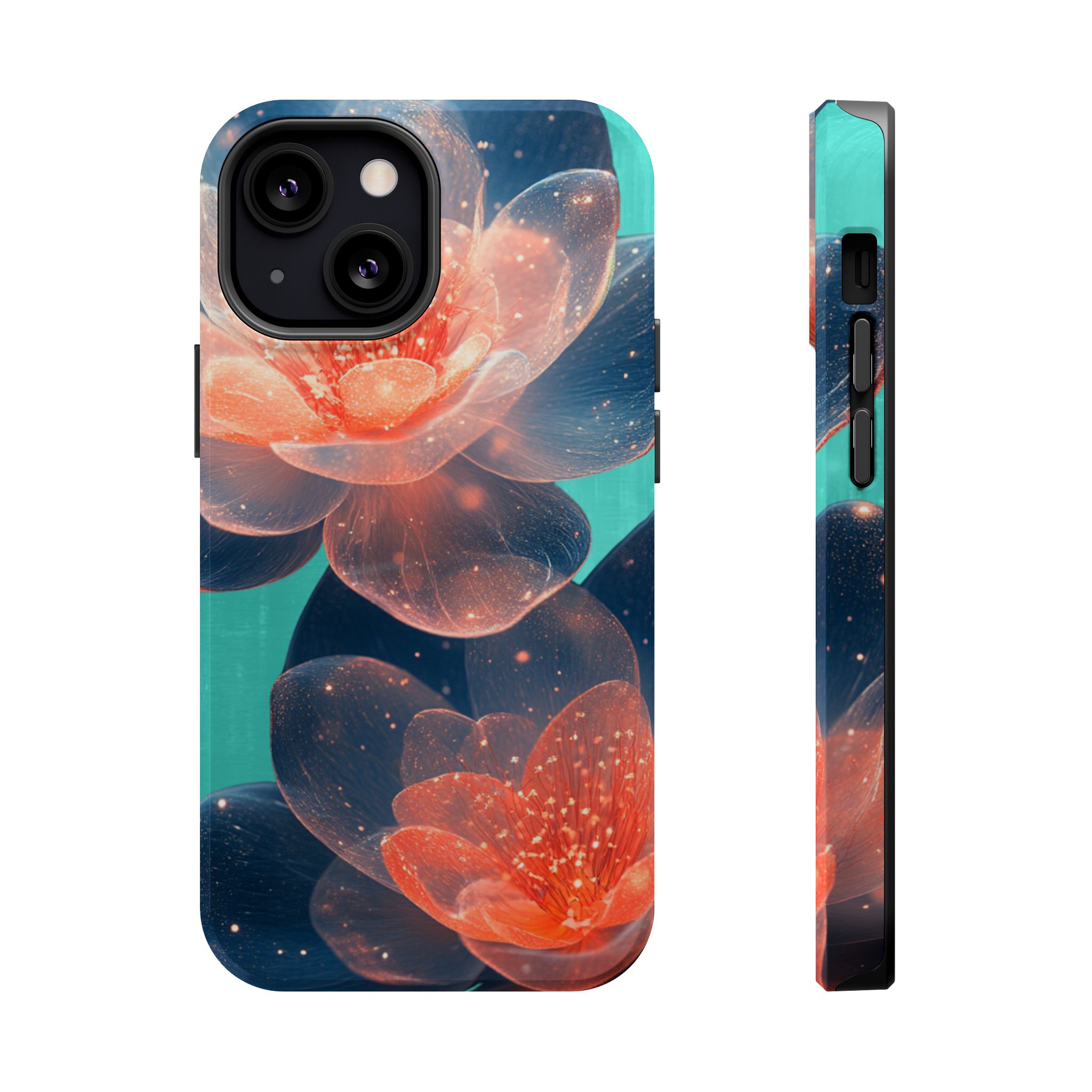Velouris – Turquoise Glow Lotus Floral iPhone Case - Image 12