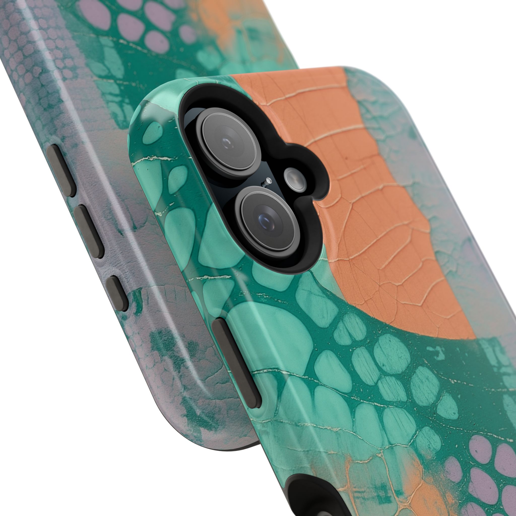 Serpentina Chic – Teal Coral Snake Skin iPhone Case - Image 100