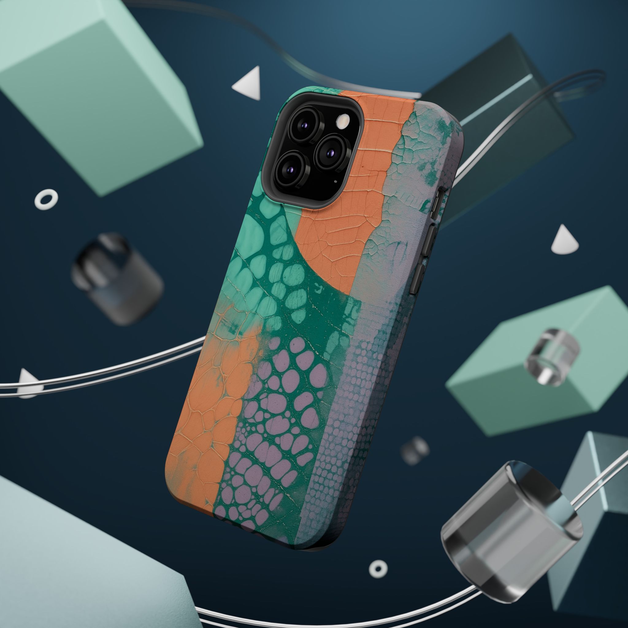 Serpentina Chic – Teal Coral Snake Skin iPhone Case - Image 60