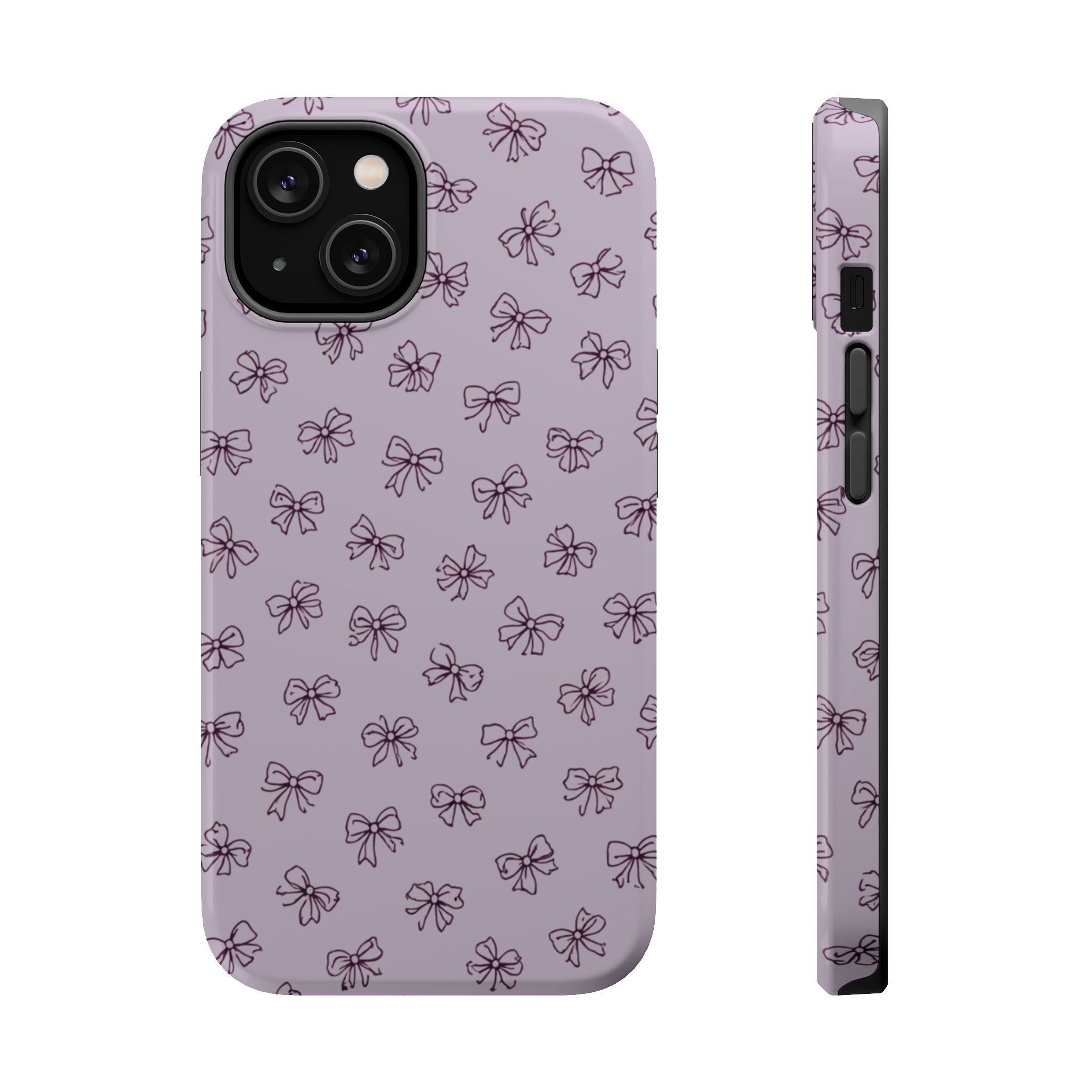 Lilac Bows – Soft Purple Ribbon Pattern iPhone Case - Image 2